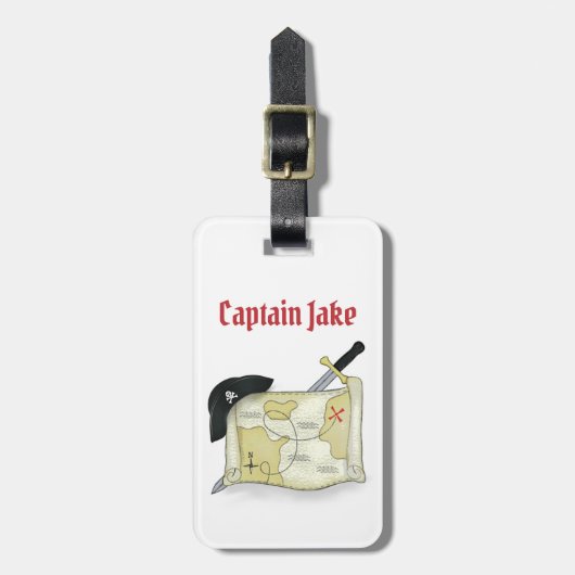 おもしろいお洒落海賊の宝の地図カスタム ラゲッジタグ (正面縦)