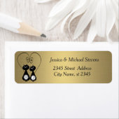 おもしろいお洒落猫ラブカップルのモノグラム ラベル (インサイチュ)