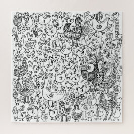 おもしろいお洒落白黒鳥パターン（の模様が）ある ジグソーパズル