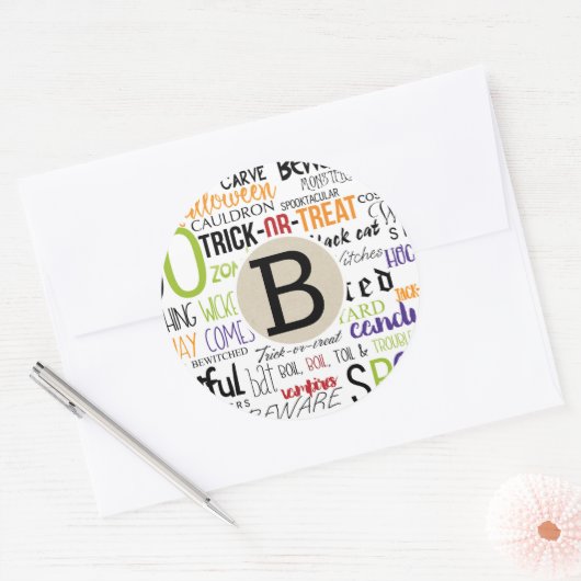 おもしろいお洒落素朴ハロウィーンクラフトパーティーの好意 ラウンドシール (封筒)