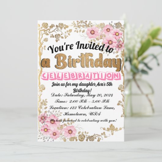 おもしろいお洒落誕生日招待状子供へ 招待状 (スタンド正面)