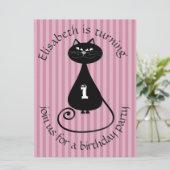 おもしろいお洒落黒猫の誕生日 招待状 (スタンド正面)