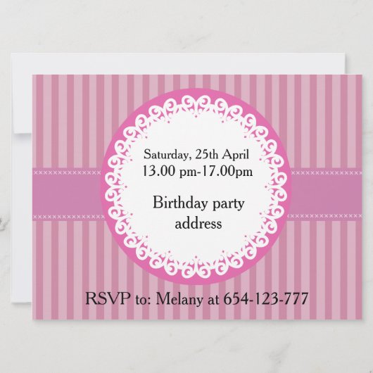 おもしろいお洒落黒猫の誕生日 招待状 (裏面)