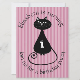 おもしろいお洒落黒猫の誕生日 招待状