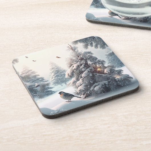 おもしろいお洒落、冬の森林動物コースター コースター (左側)