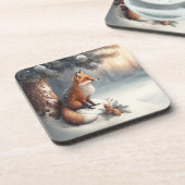 おもしろいお洒落、冬の森林動物コースター コースター (左側)