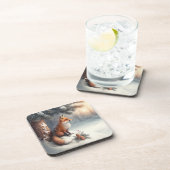 おもしろいお洒落、冬の森林動物コースター コースター (右側)