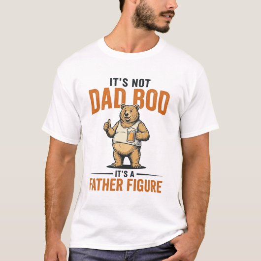 おもしろいお父さんの体型の父親像のクマのビールのTシャツ_1 Tシャツ (正面)