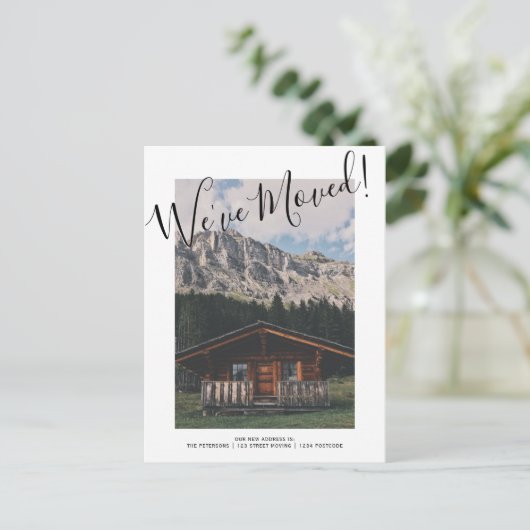 おもしろいお知らせの移動 案内ポストカード (スタンド正面)