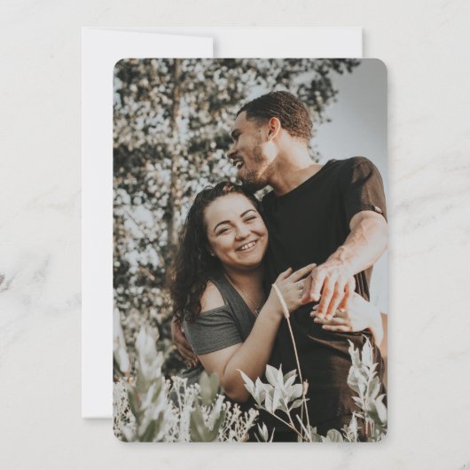 おもしろいお祝いの写真結婚の セーブザデート (裏面)