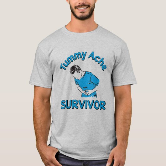 おもしろいお腹の痛みの生き残り、お腹の痛みのシャユニセックスツ Tシャツ (正面)