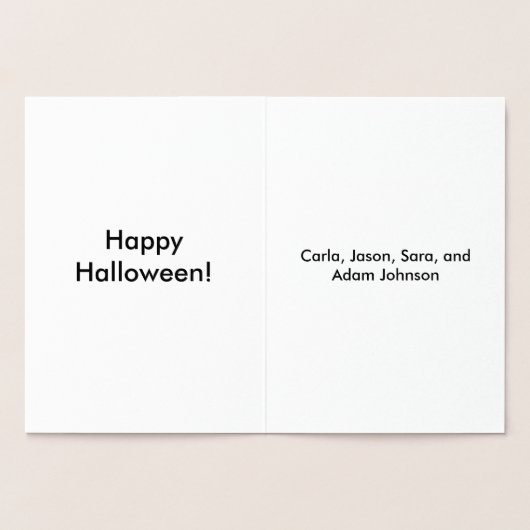 おもしろいかかし名前をカスタムするハッピーハローウィン 箔カード (内部)