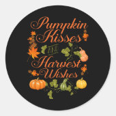 おもしろいかぼちゃのキスと収穫願い男性の女性よ ラウンドシール (正面)