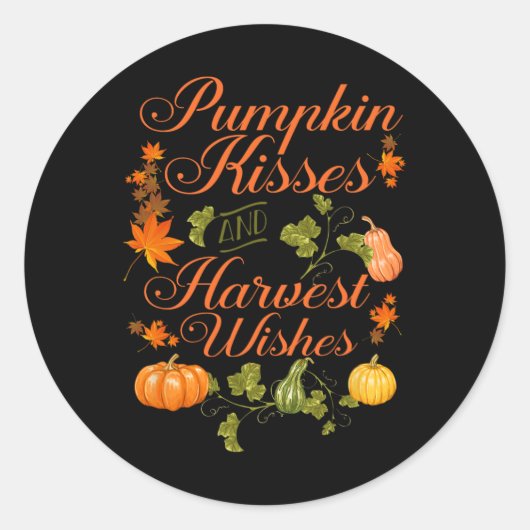 おもしろいかぼちゃのキスと収穫願い男性の女性よ ラウンドシール (正面)