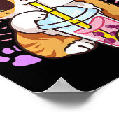 おもしろいかわいいかわいいネコBOBAバブルミルクティアアニメネック ポスター (角)