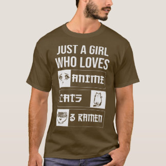 おもしろいかわいいはアニメ猫が大好きな女の子。 Tシャツ
