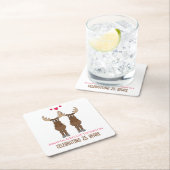 おもしろいかわいいアニバーサリーパーティーお洒落ムース スクエアペーパーコースター (インサイチュ)