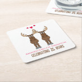 おもしろいかわいいアニバーサリーパーティーお洒落ムース スクエアペーパーコースター (アングル)