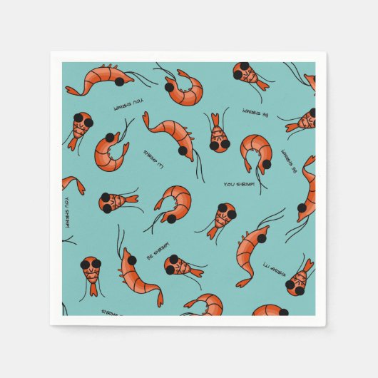 おもしろいかわいいエビのシーフードカクテルナプキン スタンダードカクテルナプキン (正面)
