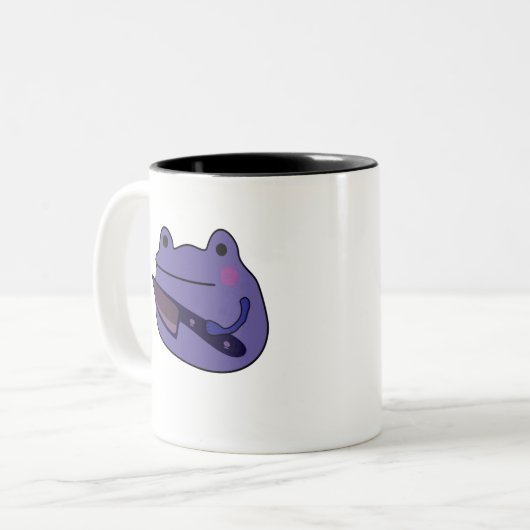 おもしろいかわいいカエルとナイフカエル愛好家ギフト ツートーンマグカップ (正面左)