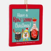 おもしろいかわいいカラフルスすしフードパンクリスマス セラミックオーナメント (右)