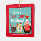 おもしろいかわいいカラフルスすしフードパンクリスマス セラミックオーナメント (左)
