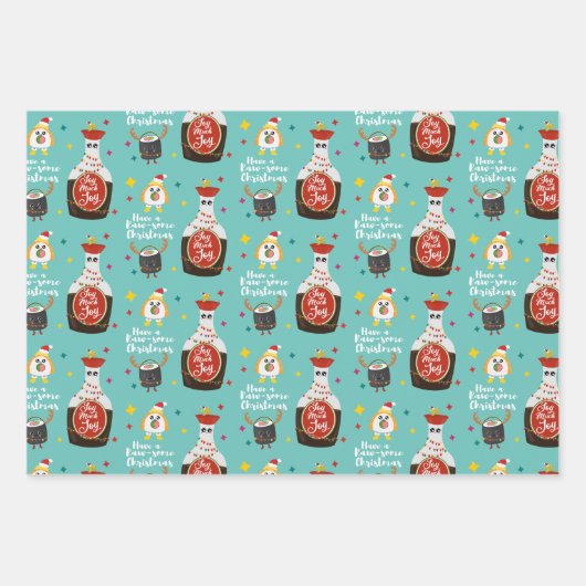 おもしろいかわいいカラフルスすしメリークリスマス ラッピングペーパーシート (正面2)