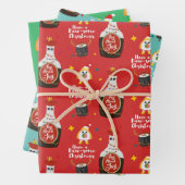 おもしろいかわいいカラフルスすしメリークリスマス ラッピングペーパーシート (インサイチュ)