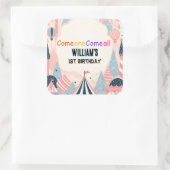 おもしろいかわいいキッズカーニバルサーカスショー1st誕生日 スクエアシール (バッグ)