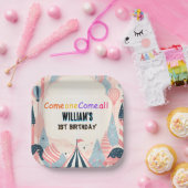 おもしろいかわいいキッズカーニバルサーカスショー1st誕生日 ペーパープレート (パーティー)