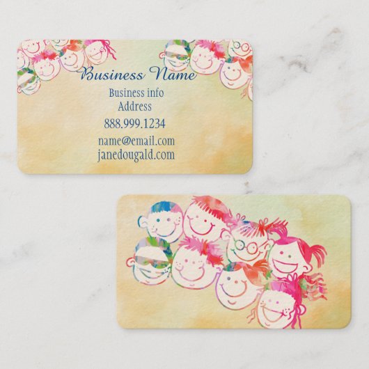 おもしろいかわいいキッズビジネスカード 名刺 (正面/裏面)
