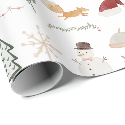 おもしろいかわいいクリスマスの水の色のアクセントの贈り物 ラッピングペーパー (ロールコーナー)