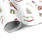 おもしろいかわいいクリスマスの水色アクセント2ギフト ラッピングペーパー (ロールコーナー)