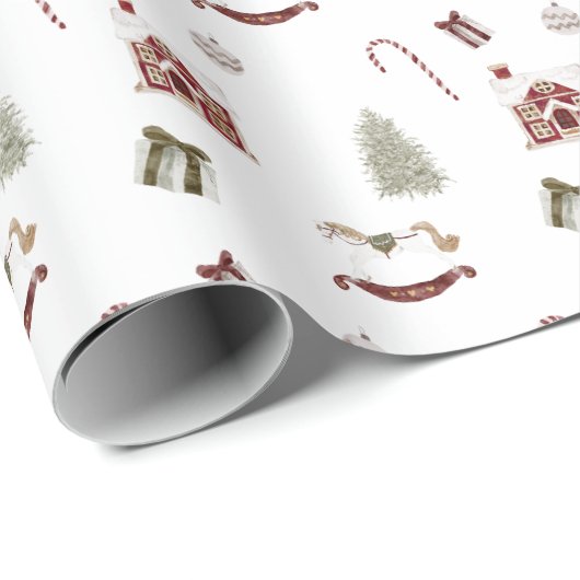 おもしろいかわいいクリスマスの水色アクセント2ギフト ラッピングペーパー (ロールコーナー)