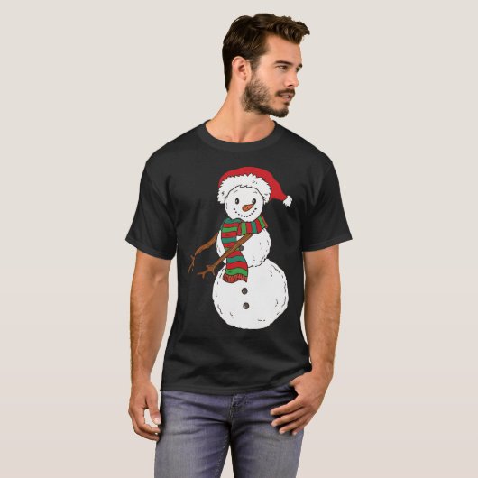おもしろいかわいいクリスマス雪だるまTシャツ Tシャツ (正面フル)