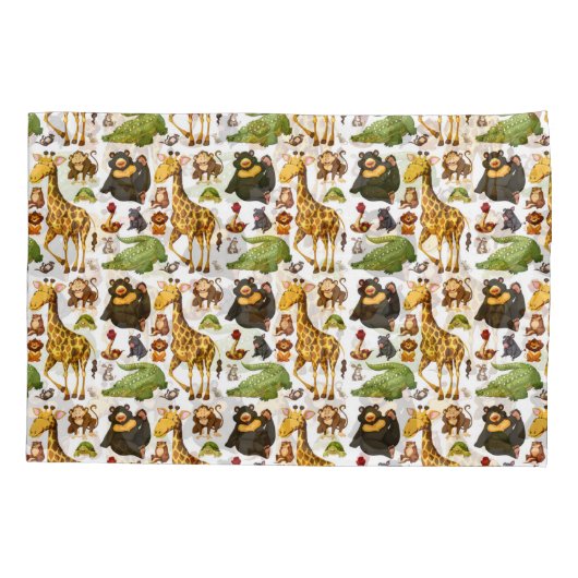 おもしろいかわいいジャングル動物 枕カバー (裏面)