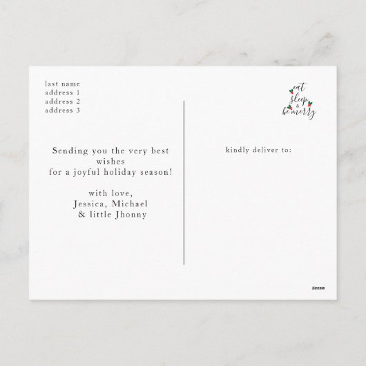 おもしろいかわいいスクリプトクリスマスツリー写真クリスマス シーズンポストカード (裏面)