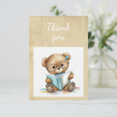 おもしろいかわいいテディ読ベアの感謝してい本 サンキューカード (スタンド正面)