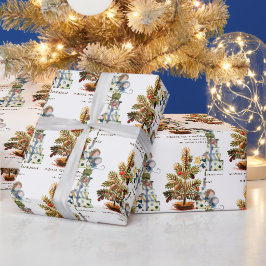 おもしろいかわいいネズミクリスマスツリー名 ラッピングペーパー
