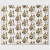 おもしろいかわいいネズミクリスマスツリー名 ラッピングペーパー (フラット)