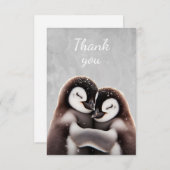 おもしろいかわいいハギングペンギン感謝していバード サンキューカード (正面/裏面)
