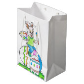 おもしろいかわいいハッピーイースターバ絵画ニーの卵 ミディアムペーパーバッグ (正面アングル)