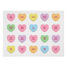 おもしろいかわいいパステルカスタム会話ハート ポスター