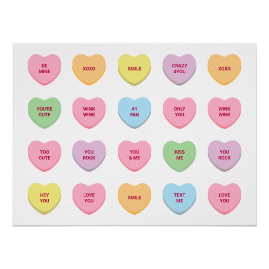 おもしろいかわいいパステルカスタム会話ハート ポスター (正面)