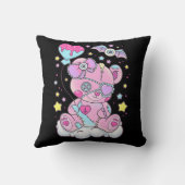 おもしろいかわいいパステルゴシックかわいい不気味な熊アニメジャパ クッション (裏面)