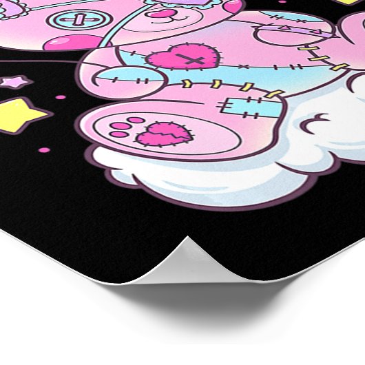 おもしろいかわいいパステルゴシックかわいい不気味な熊アニメジャパ ポスター (角)