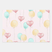 おもしろいかわいいパステルラマバルーンフローラベビーガール ラッピングペーパーシート (正面3)