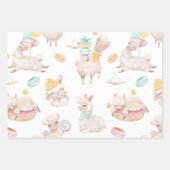 おもしろいかわいいパステルラマバルーンフローラベビーガール ラッピングペーパーシート (正面)