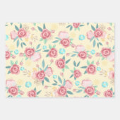 おもしろいかわいいパステルラマバルーンフローラベビーガール ラッピングペーパーシート (正面3)