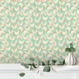 おもしろいかわいいピンクグリーンファームチキン 壁紙